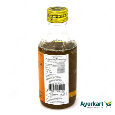Karpurdi Oil (Kottakkal): Natural relief for cough, congestion, & muscle aches. Promotes breathing & eases pain. Gentle oil, safe & effective. Order 200ml online: Ayurkart.com. Note: Talk to doctor before use.