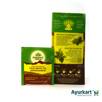 Tulsi Green Tea Ashwagandha 25 Tea Bags - Organic India
