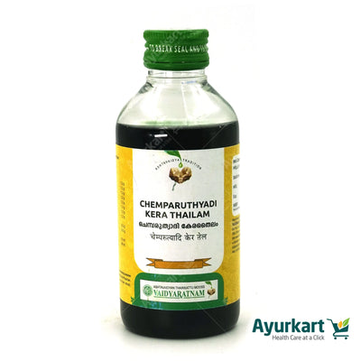 Ayurvedic herbs beneficial for skin and scalp health, used in Chemparuthyadi Kera Thailam- Vaidyaratnam