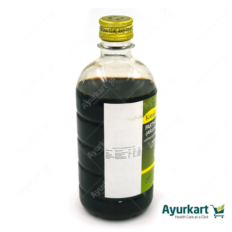 Key ingredients of Parthadyarishtam, including Arjuna (Terminalia arjuna) for cardiovascular support