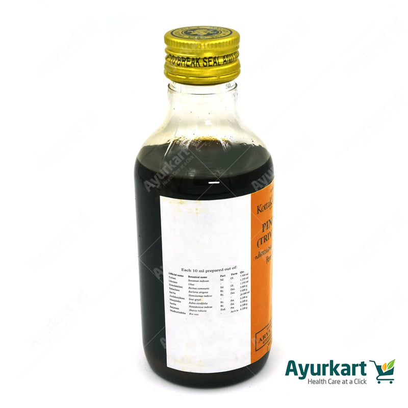 Pinda Tailam ingredient label – Kottakkal