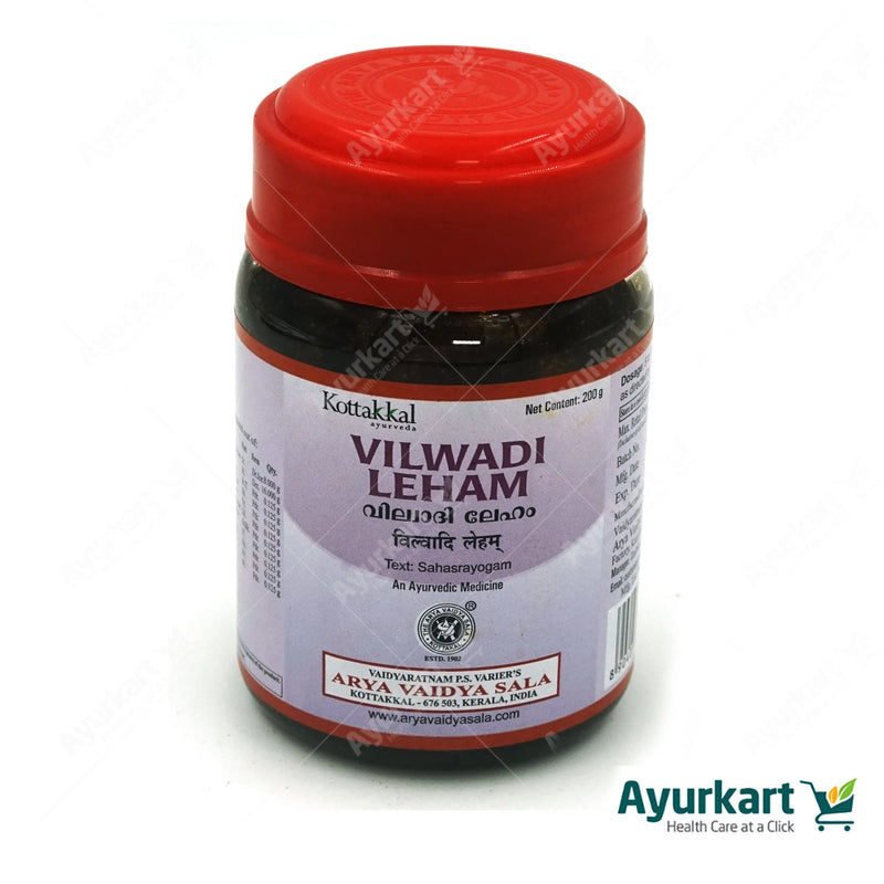 Vilwadi Leham (Kottakkal): Natural relief for upset stomach & gut issues (acidity, heartburn, nausea). Helps regain appetite. Gentle syrup, safe & effective. 200gm bottle. Order online: Ayurkart.com. Note: Talk to doctor before use.