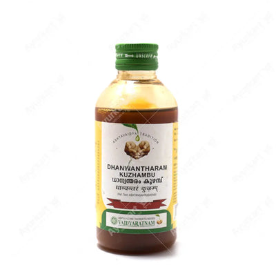 Dhanwantharam Kuzhambu bottle by Vaidyaratnam Ayurveda
