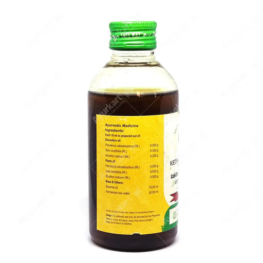 Kethakeemooladi Thailam back label – Vaidyaratnam ingredient list