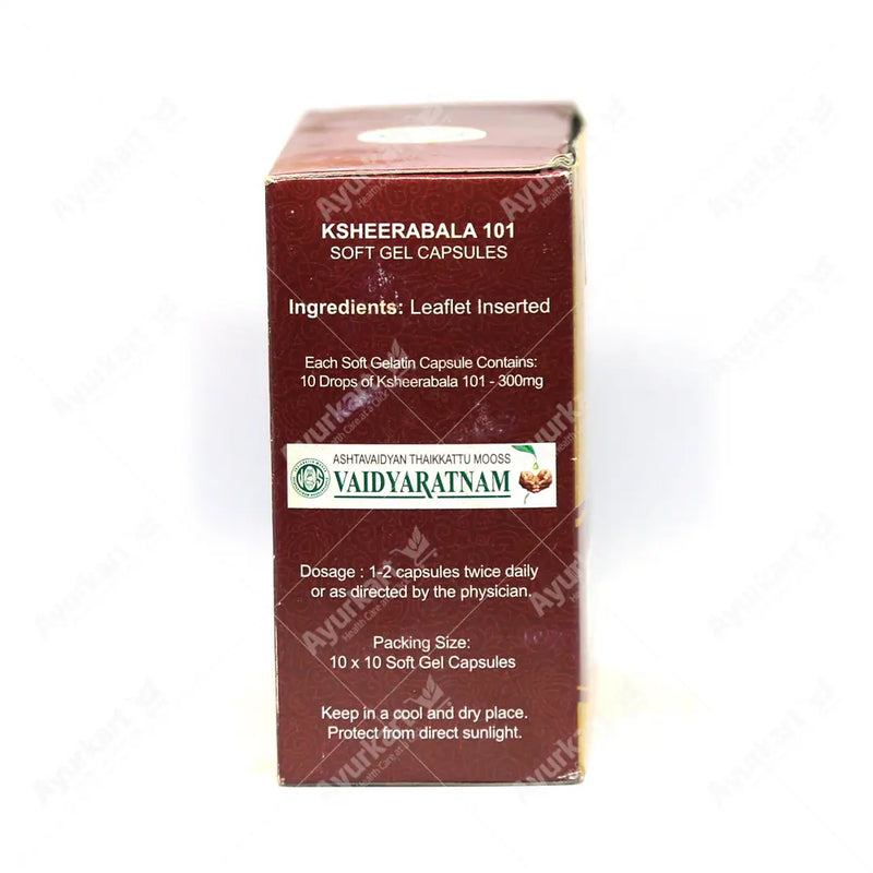 Ksheerabala 101 Soft Gel Capsules - 100 Nos - Vaidyaratnam