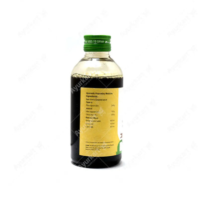 Marichadi Kera Thailam is a traditional Ayurvedic oil used for various purposes. Key details for accessibility:  Function: Pain relief, inflammation reduction, hair growth support. Key Ingredients: Black pepper (Maricha), coconut (Kera), sesame (Til), and other herbs. Application: Gently massage onto affected area or scalp. Leave on for 30 minutes to 1 hour before washing. Disclaimer: Consult a healthcare professional before use, especially if you have pre-existing conditions or take medications.