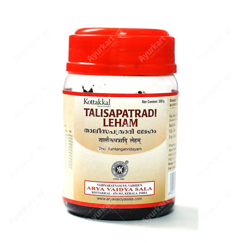  Talisapatradi Leham: Natural relief for coughs & sore throat (Kottakkal Ayurveda). Boosts immunity, helps digestion. Gentle & safe, no harsh chemicals. Easy-to-use syrup, tastes good. Order online: Ayurkart.com. Note: Talk to doctor before use.