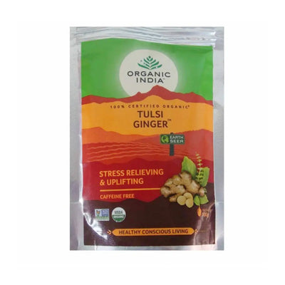 Tulsi Tea Ginger 100 Gram - Organic India - Zipper