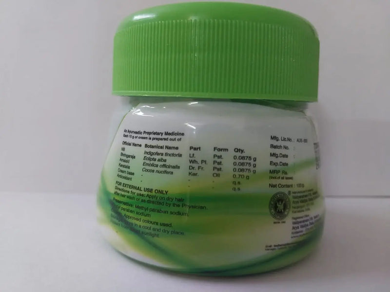 Back label of Vibha Hair Care Cream – Kottakkal-ingredients 