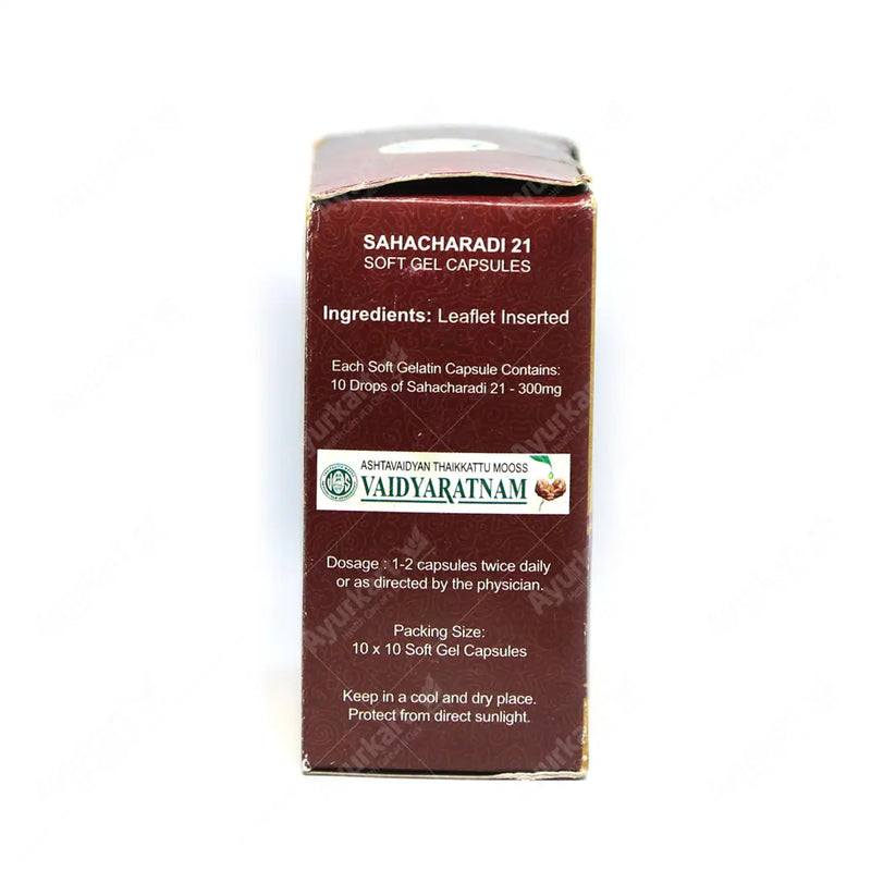 Sahacharadi 21 Soft Gel Capsules - 100 Nos - Vaidyaratnam
