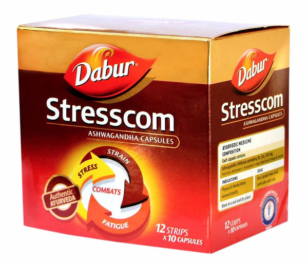 Stresscom Ashwagandha 12 Strips X 10 Capsules- DABUR